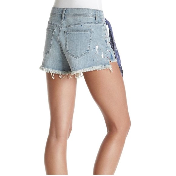 Womens Hippie Laundry SPLATTER Destructed Denim Shorts Size 28 29 Mid Rise NWT - Picture 2 of 5